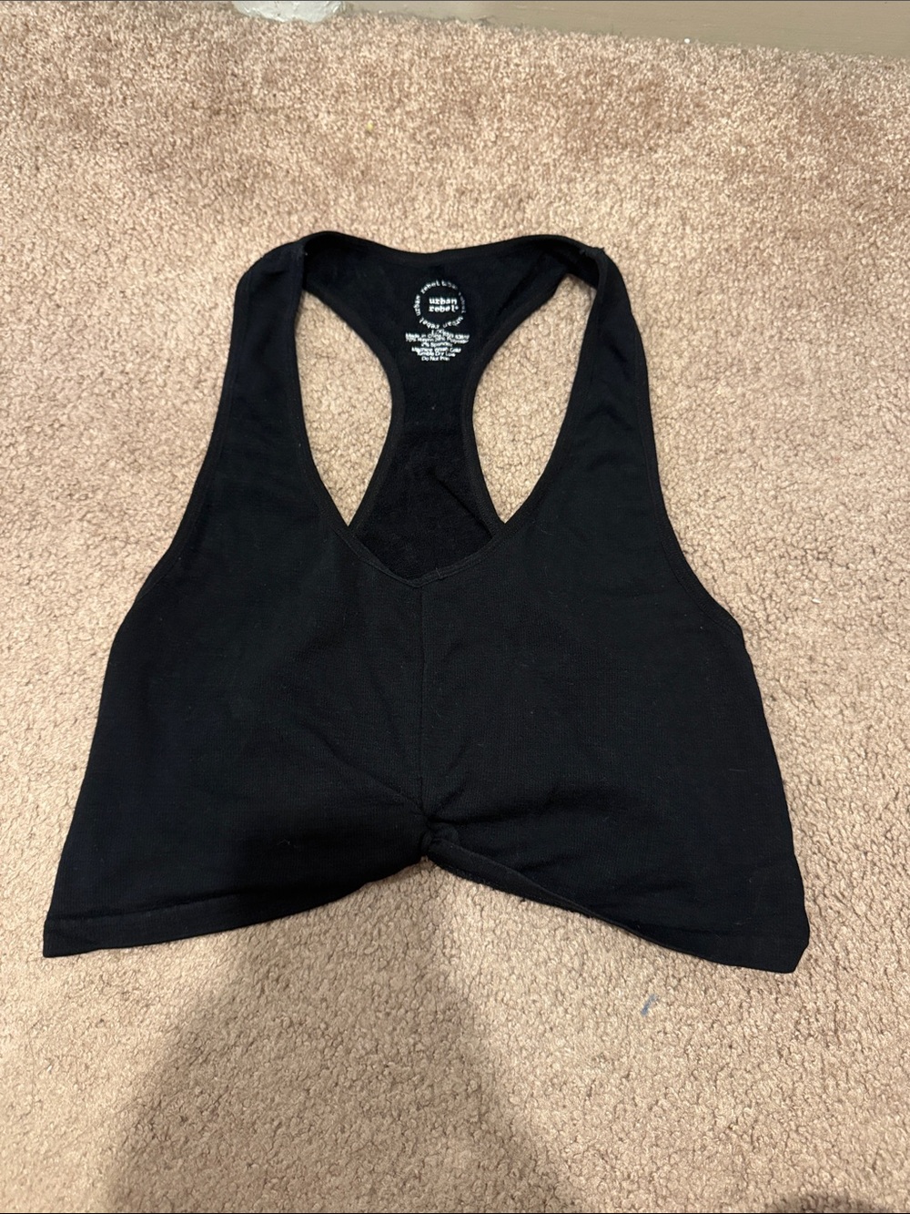 Womenโs Black Racerback Twist-Front Crop Top
